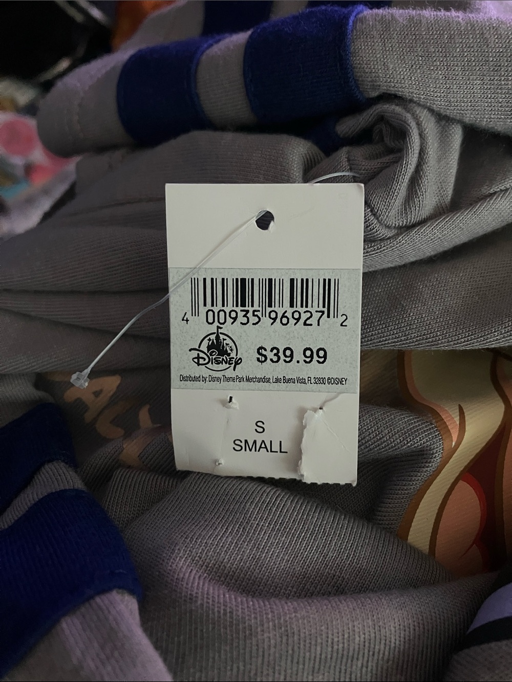 NWT Women’s Size Small Disney Light Gray V-Neck Tee with Navy Trim - Picture 6 of 6